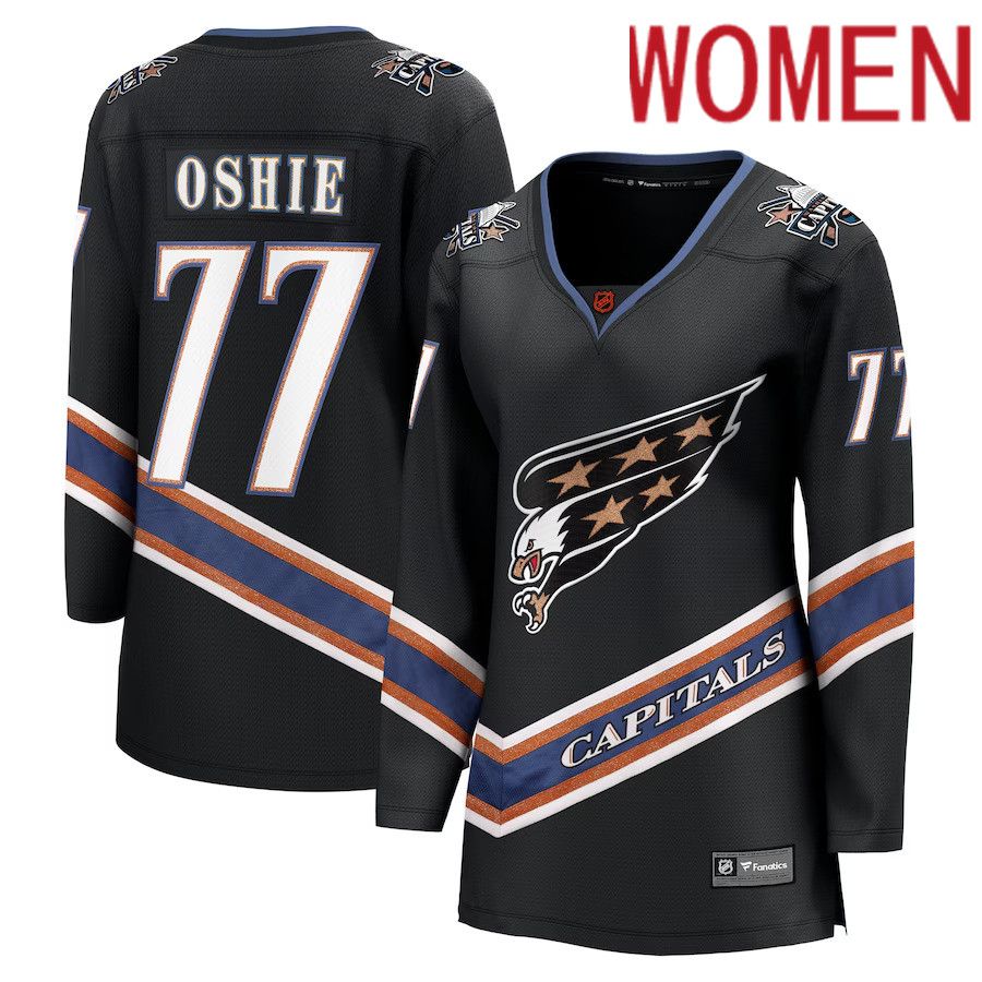 Women Washington Capitals 77 TJ Oshie Fanatics Branded Black Special Edition Breakaway Player NHL Jersey